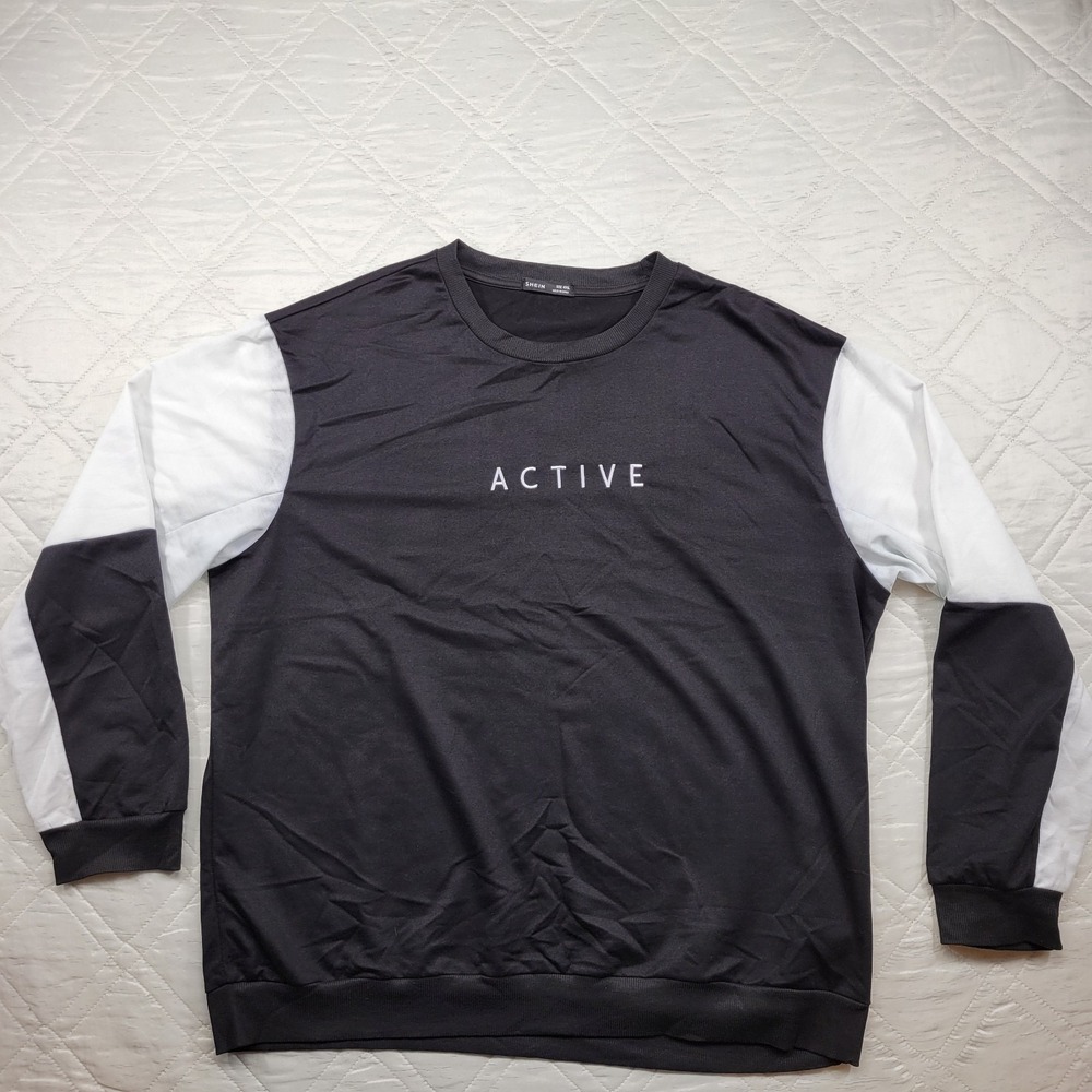 SHEIN Active black and white long sleeve exercise shirt size 4XL